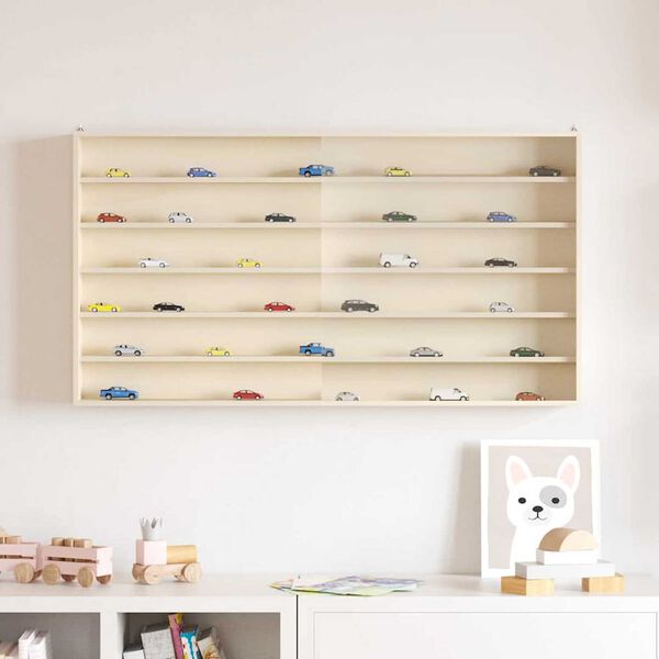 vidaXL V&aelig;gdisplaykasse med hylde Beige 100 x 8,5 x 54 cm Krydsfin&eacute;r