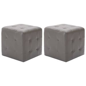 vidaXL puf 2 stk. 30 x 30 x 30 cm gr&aring; kunstl&aelig;der