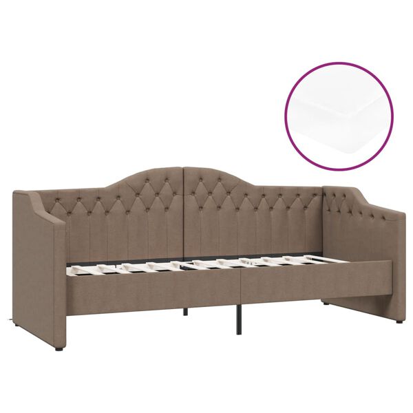 vidaXL daybed med madras og USB 90x200 cm stof gr&aring;brun