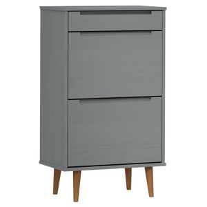 vidaXL skoskab MOLDE 59,5x35x103 cm massivt fyrretr&aelig; gr&aring;