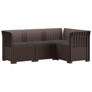vidaXL 4-Persons Have Sofa med Puder Rattan Look PP Brun