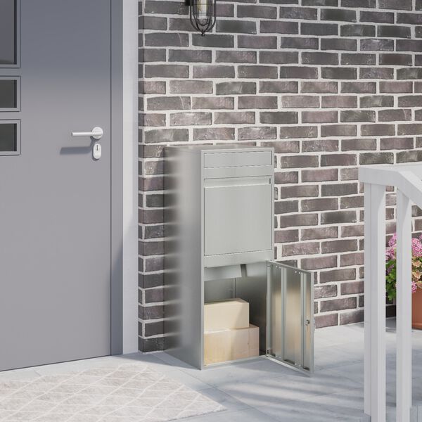 vidaXL Pakke drop boks med d&oslash;r Sort 41 x 38 x 103 cm Galvaniseret st&aring;l