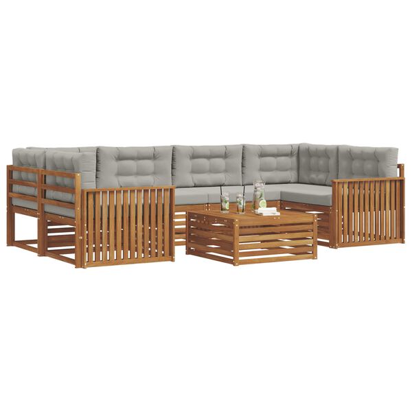 vidaXL Udend&oslash;rs sofagruppe med pude 7 pcs Naturlig og Lys Gr&aring;