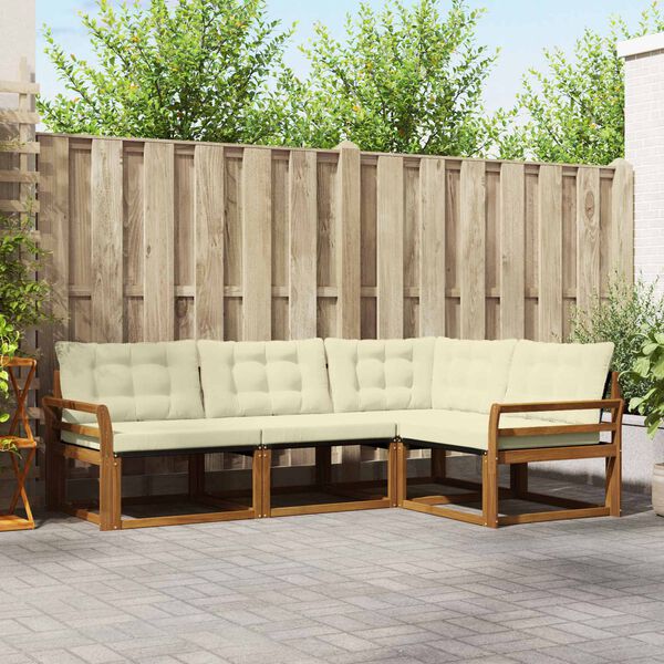 vidaXL Udend&oslash;rs sofagruppe med pude 4 pcs Naturlig og Fl&oslash;de