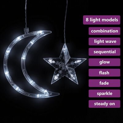 vidaXL fairy lights-lyskæder stjerne og måne 345 LED'er kold hvid