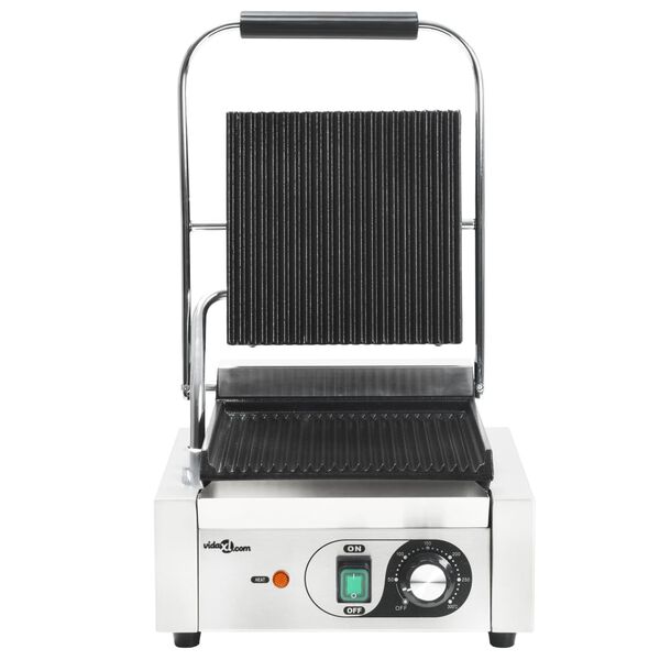 vidaXL rillet paninigrill rustfrit stål 1800 W 31x30,5x20 cm