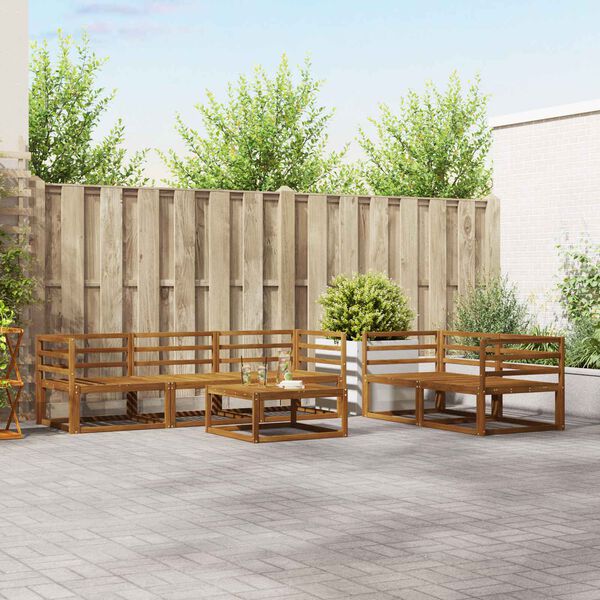 vidaXL Udend&oslash;rs sofagruppe med pude 6 pcs Naturlig og Fl&oslash;de