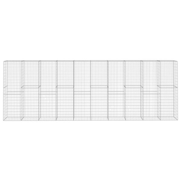 vidaXL gabionvæg med dæksler galvaniseret stål 600 x 50 x 200 cm
