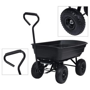 vidaXL havevogn med vippelad 300 kg 75 l sort