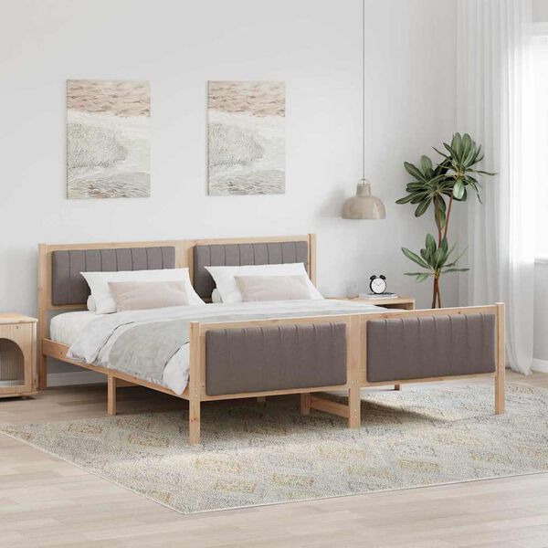 vidaXL Sengestel Brun og taupe 180 x 200 cm Massivt fyrretr&aelig;