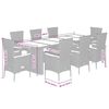 vidaXL spisebordssæt til haven 9 dele med hynder polyrattan sort