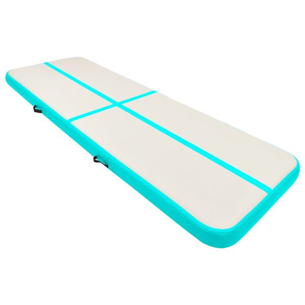vidaXL oppustelig gymnastikm&aring;tte m. pumpe 300x100x15 cm PVC gr&oslash;n