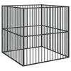 vidaXL hundeg&aring;rd 4 paneler galvaniseret st&aring;l sort