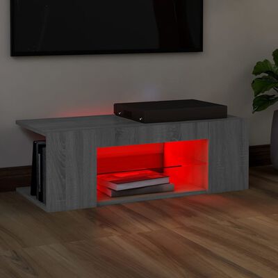 vidaXL tv-bord med LED-lys 90x39x30 cm grå sonoma-eg