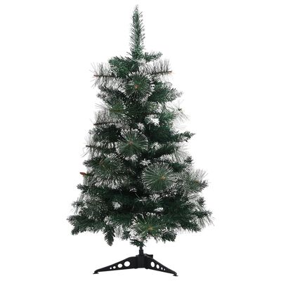 vidaXL kunstigt juletræ med juletræsfod 60 cm PVC grøn og hvid