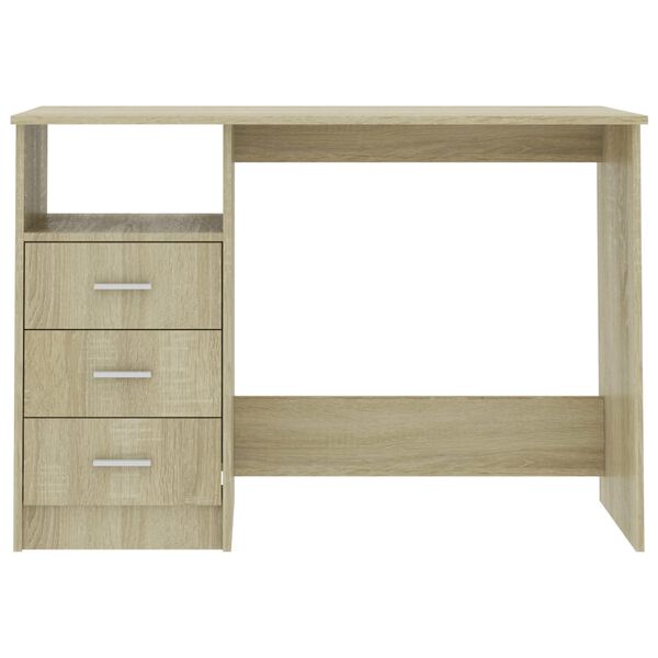 vidaXL skrivebord med skuffer 110x50x76 cm spånplade sonoma-eg