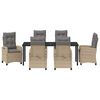 vidaXL Have Spisebordss&aelig;t med pude 7 pcs Beige polyrattan