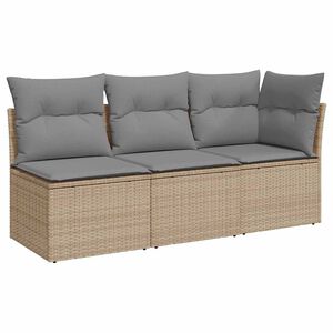 vidaXL 3-personers havesofa med hynder polyrattan beige