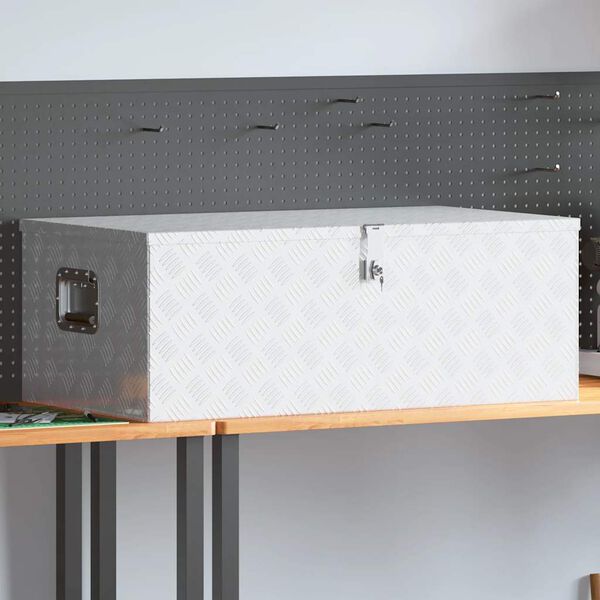 vidaXL opbevaringskasse 100x55x37 cm aluminium sølvfarvet
