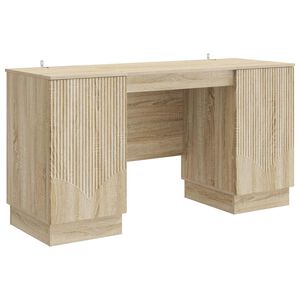vidaXL Bord med hylde Sonoma-eg 142,5 x 50 x 75 cm Konstrueret tr&aelig;