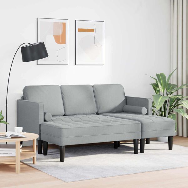 vidaXL Sofa S&aelig;t med pude 2 pcs Lysegr&aring; Polyester