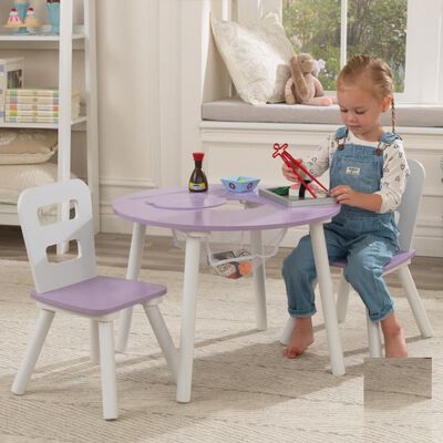 til bundet skibsbygning trist KidKraft bord- og stolesæt til børn m. opbevaring rundt lavendel hvid |  vidaXL.dk