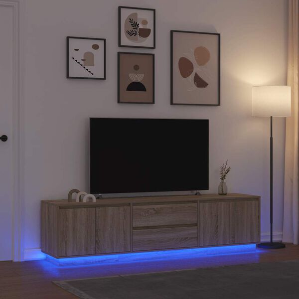 vidaXL tv-bord med LED-lys 193,5x41x50 cm sonoma-eg