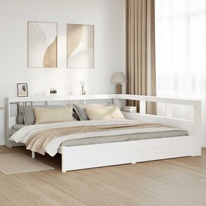vidaXL seng med reol uden madras 200x200 cm massivt fyrretr&aelig; hvid