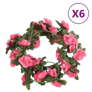 vidaXL blomsterguirlander 6 stk. 240 cm m&oslash;rk pink