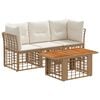 vidaXL Havesofa S&aelig;t 4 stk. Naturlig og Creme Hvid polyrattan