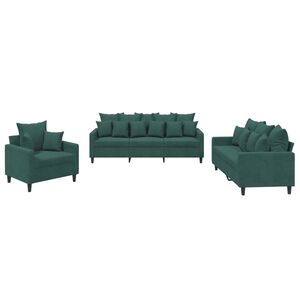 vidaXL sofas&aelig;t 3 dele med hynder velour m&oslash;rkegr&oslash;n
