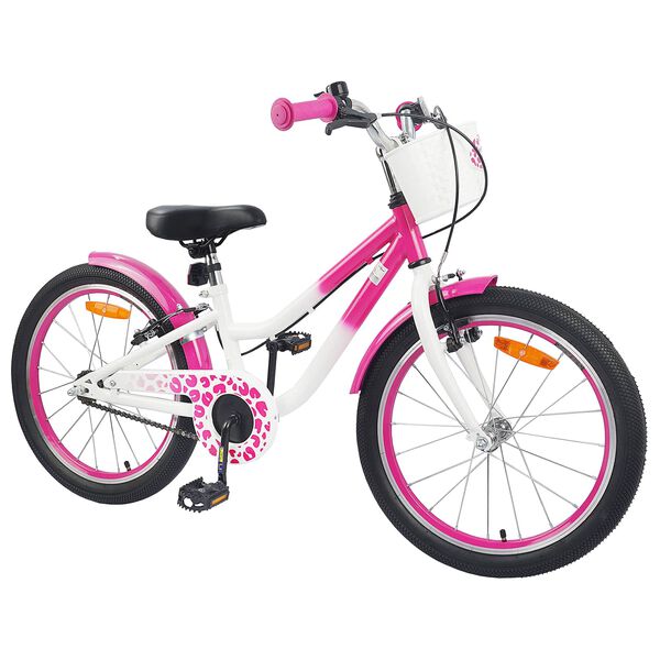 vidaXL B&oslash;rnecykel 18 tommer til 5-7 &aring;r gammel M&oslash;rk pink