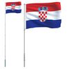 vidaXL Kroatien flag og flagstang 5,5 m aluminium