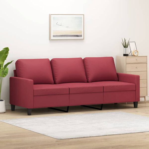 vidaXL 3-personers sofa 180 cm kunstlæder vinrød