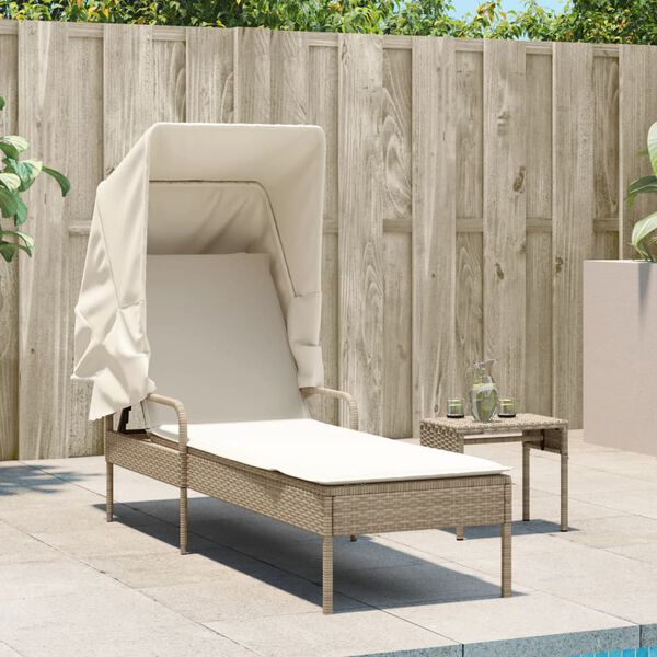 vidaXL loungesofa med baldakin polyrattan beige
