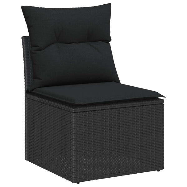 vidaXL Havesofa S&aelig;t med pude 13 pcs Sort polyrattan