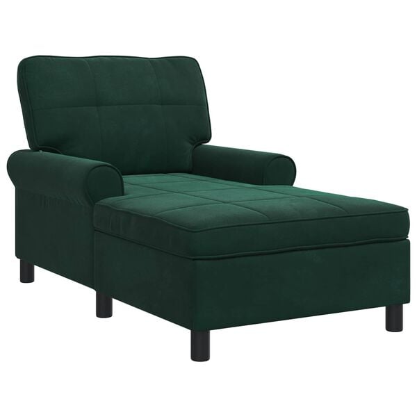 vidaXL Chaise Lounge med pude M&oslash;rkegr&oslash;n 91 x 157 x 91 cm Fl&oslash;jl