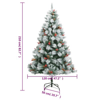vidaXL kunstigt juletræ 300 LED'er og kuglesæt hængslet 210 cm