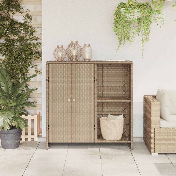 vidaXL Opbevaringsskab med hylde Beige 100 x 36 x 102 cm Rattan