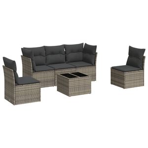 vidaXL sofas&aelig;t til haven 6 dele med hynder polyrattan gr&aring;