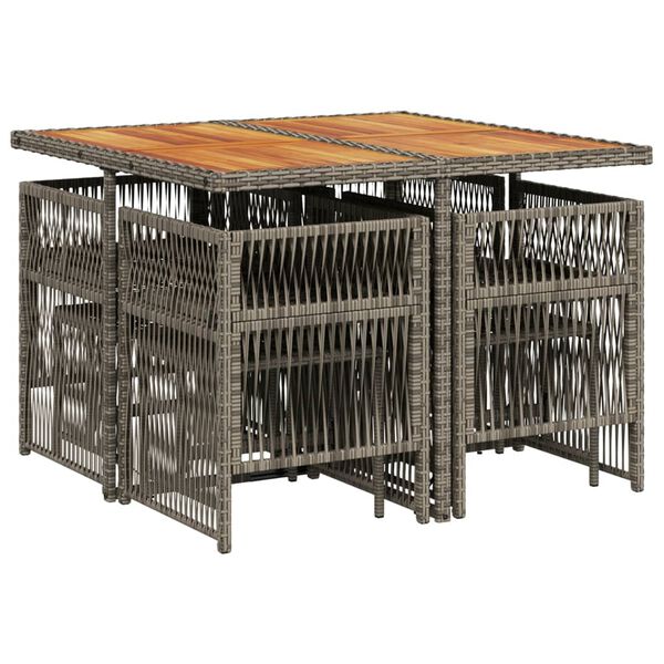 vidaXL spisebordss&aelig;t til haven 9 dele med hynder polyrattan gr&aring;