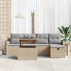vidaXL Havesofa Sæt med pude med opbevaring 6 pcs Beige Poly rattan