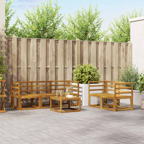 vidaXL Udend&oslash;rs sofagruppe med pude 6 pcs Naturlig og Fl&oslash;de