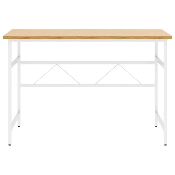 vidaXL computerbord 105x55x72 cm MDF metal hvid og lys egetr&aelig;sfarvet