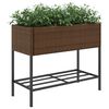 vidaXL plantekasser 2 stk. med hylde 90x40x75 cm polyrattan brun