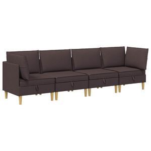 vidaXL Modulsofa s&aelig;t med opbevaring 4 stk. M&oslash;rk Brun Stof
