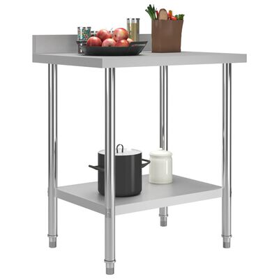 vidaXL arbejdsbord til køkken m. stænkplade 80x60x93 cm rustfrit stål