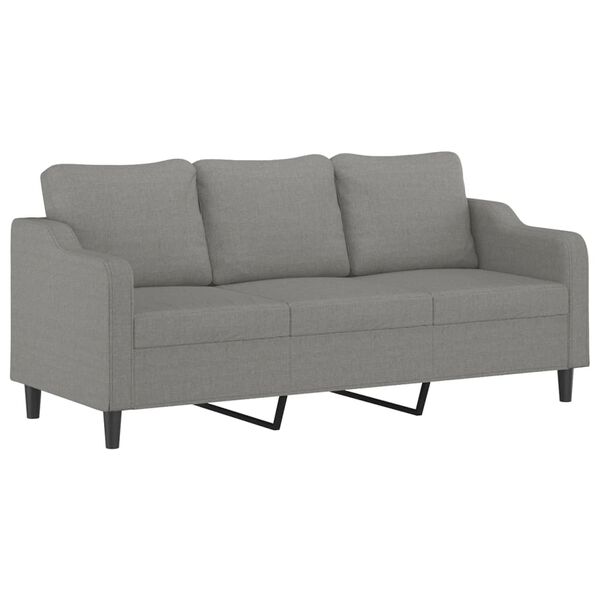 vidaXL 3-personers sofa med puder og hynder 180 cm stof m&oslash;rkegr&aring;