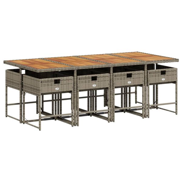 vidaXL spisebordss&aelig;t til haven 9 dele med hynder polyrattan gr&aring;
