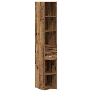 vidaXL Bogreol med skuffe Gammelt tr&aelig; 30 x 42.4 x 185.2 cm